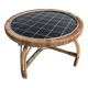 Round Black Tiled Rattan Coffee table 1960s