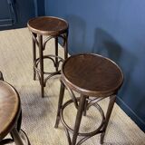 Set of 4 dark wood bar stools