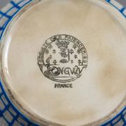Longwy enamel bowl with handles – Art Deco floral decoration, 1930s