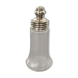 Glass sugar sprinkler and silver metal