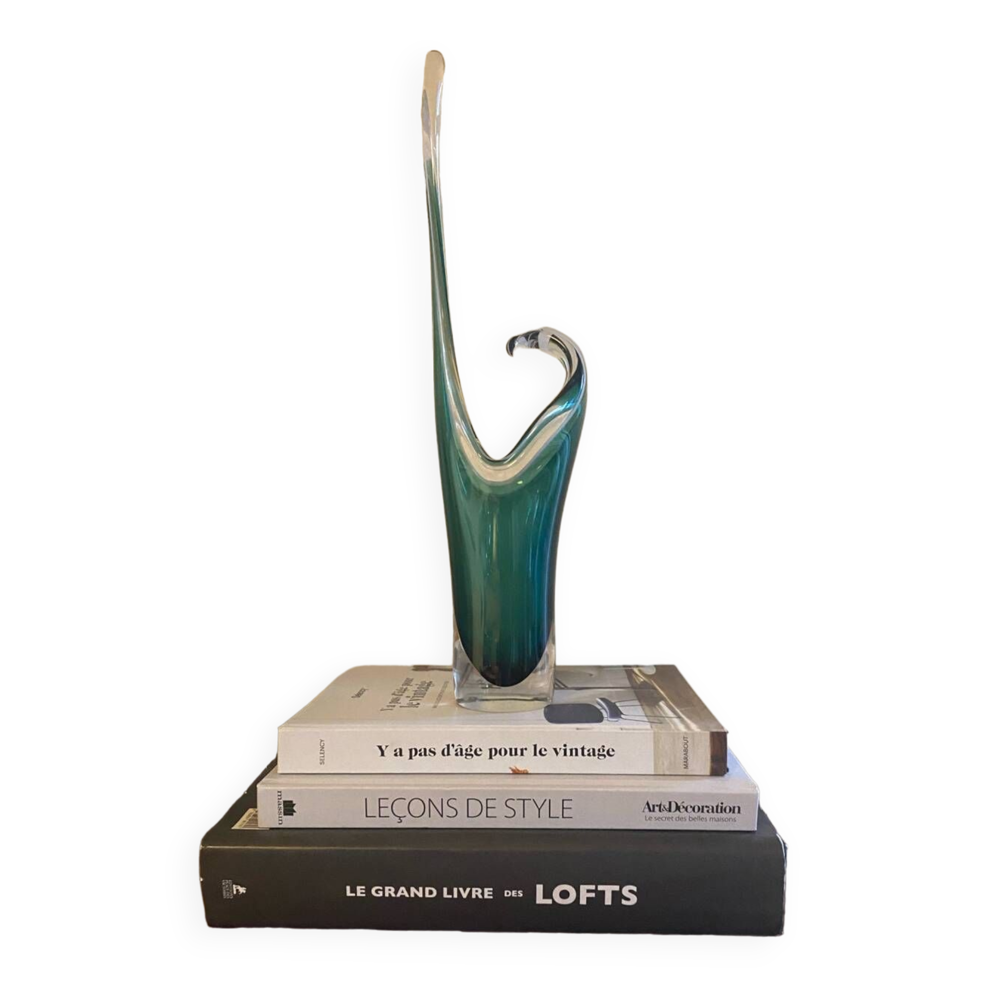 Shell crystal art sculpture vase by Paul Kedelv for Flygsfors, Scandinavian glass