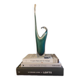 Shell crystal art sculpture vase by Paul Kedelv for Flygsfors, Scandinavian glass