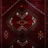 Afghan fringed wool vintage rug 103x79cm