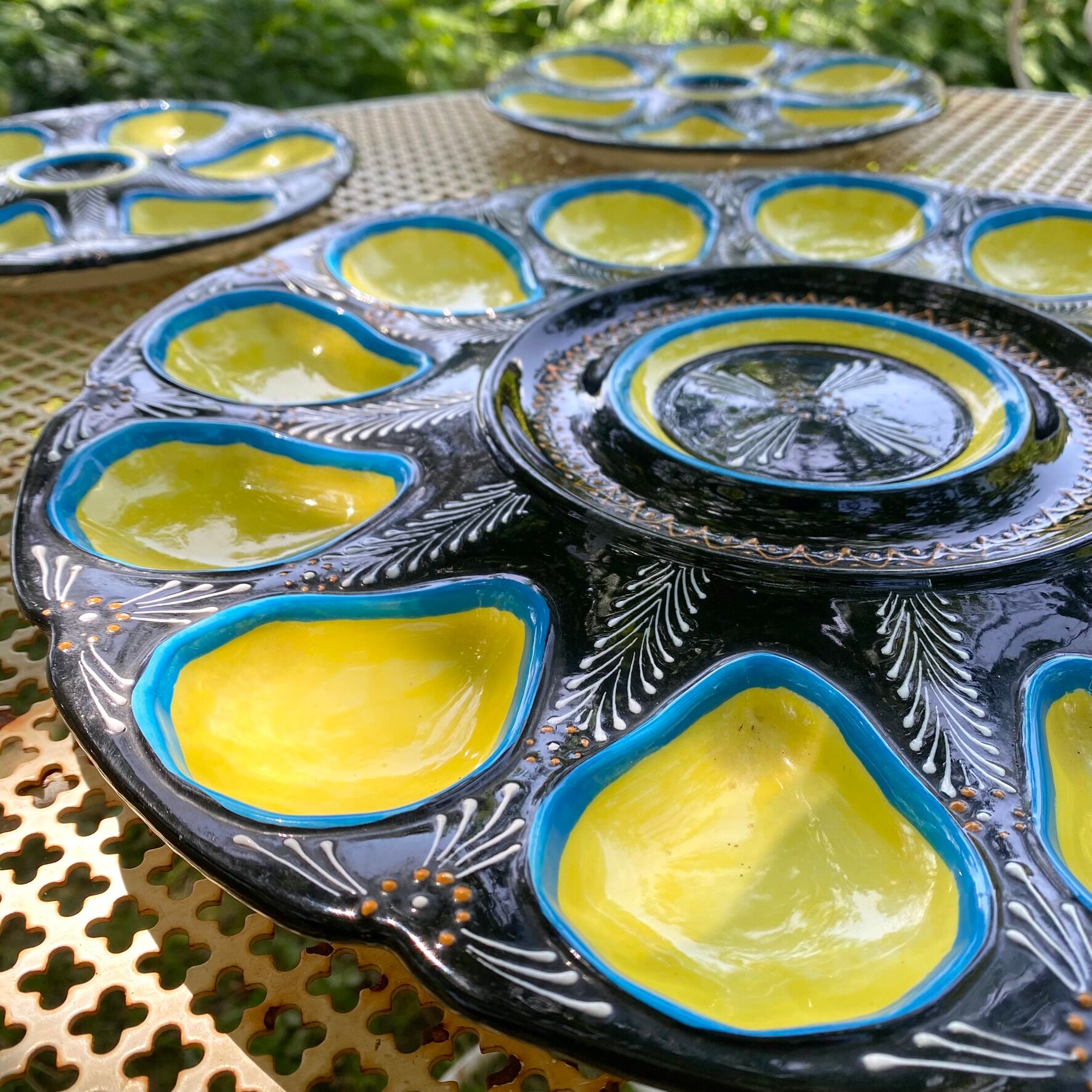 Oyster plates Quimper tableware or wall decoration