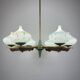 Mid-century chandelier with teak and Murano glass by Stilnovo, Italy, 1950s.