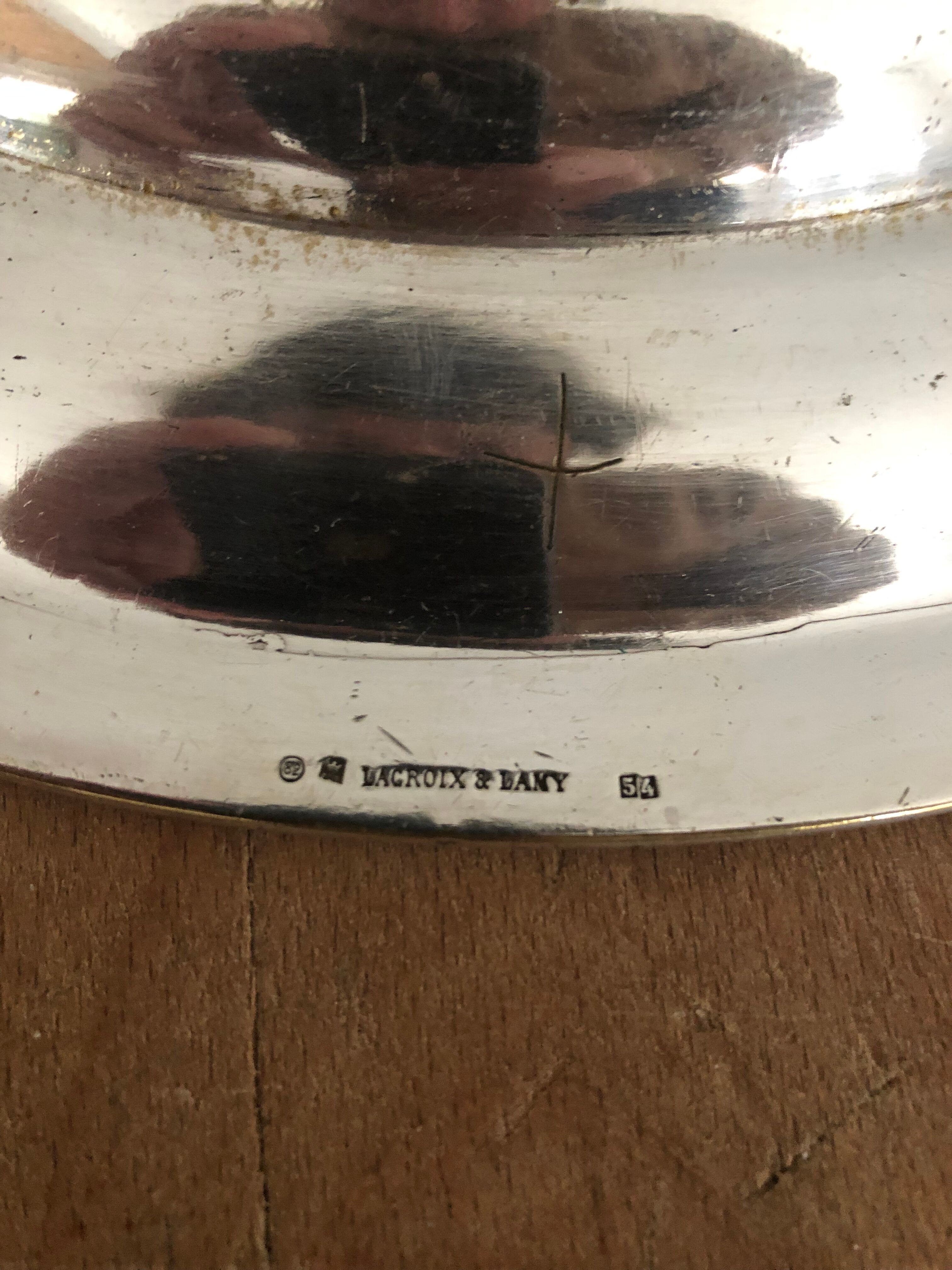 Pair of old silver metal plates