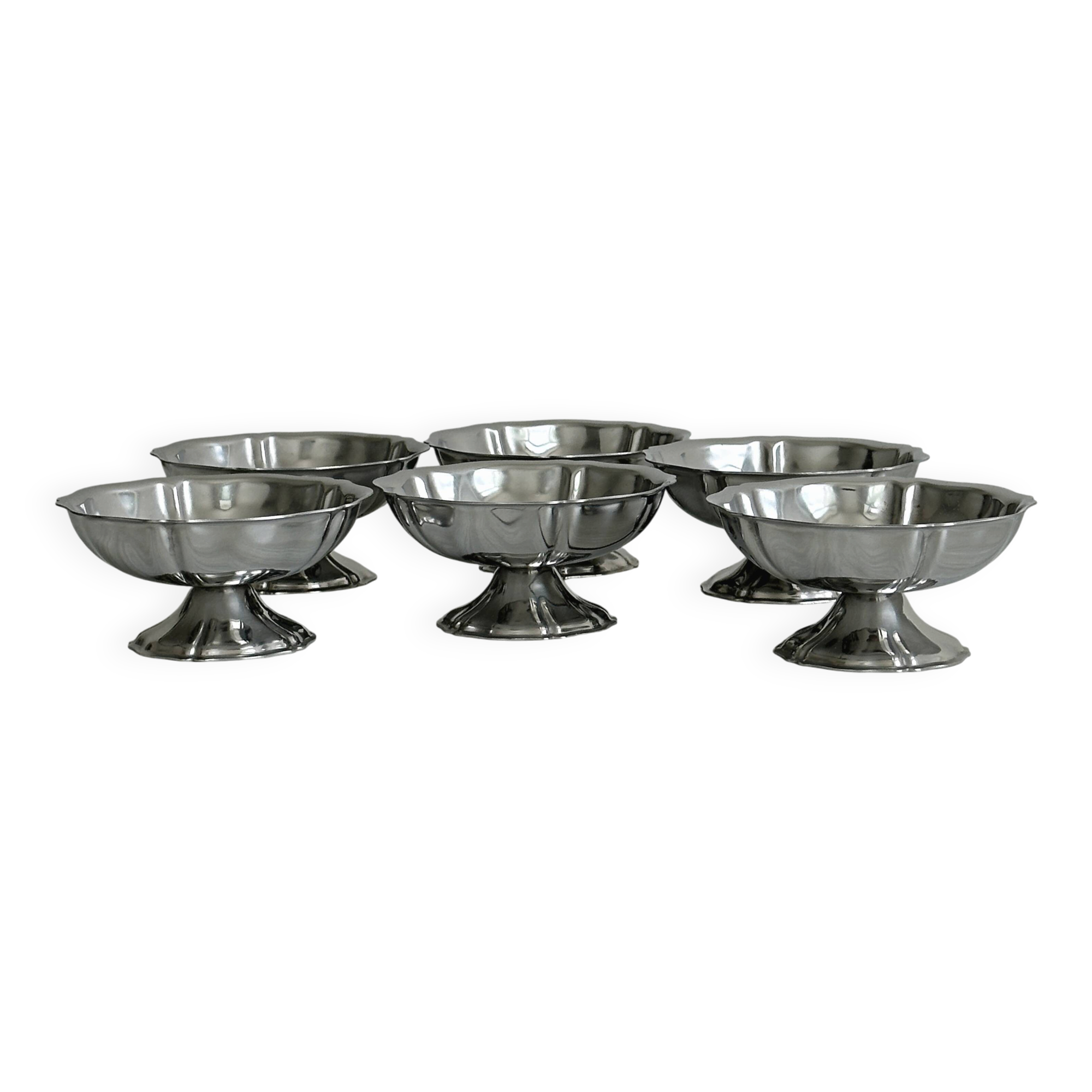Lot de 6 coupelles basses en métal inox