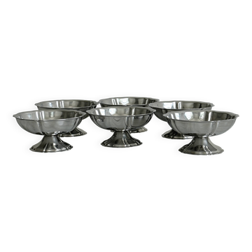 Lot de 6 coupelles basses en métal inox