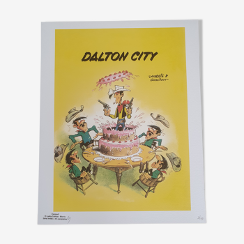 Lithographie signée - Lucky Luke - Dalton city