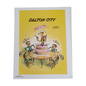 Signed lithograph - Lucky Luke - Dalton city