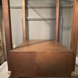 Vintage illuminated column shelf, copper steel, brutalist industrial design, ca 1970