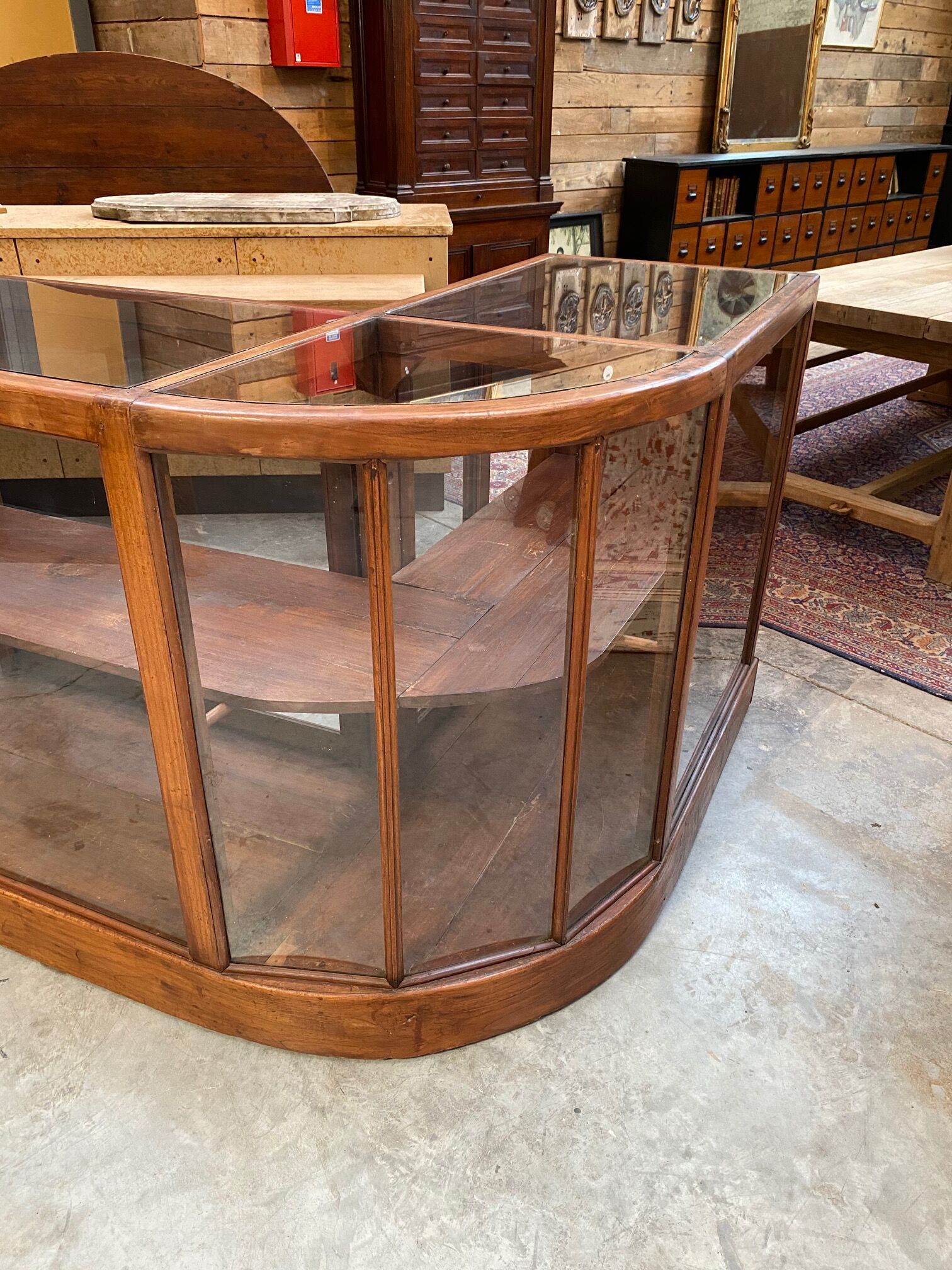 Mahogany corner display counter