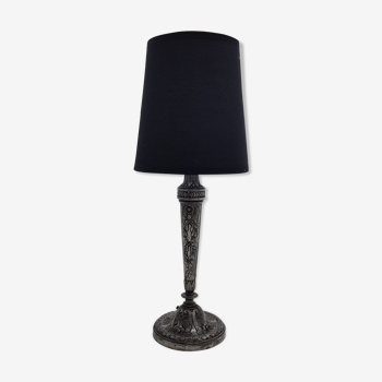 Bedside lamp in silver regulé rose decoration