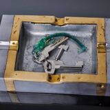 Brutalist ashtray by David Marshall, bronze and brass, Spain, 1970