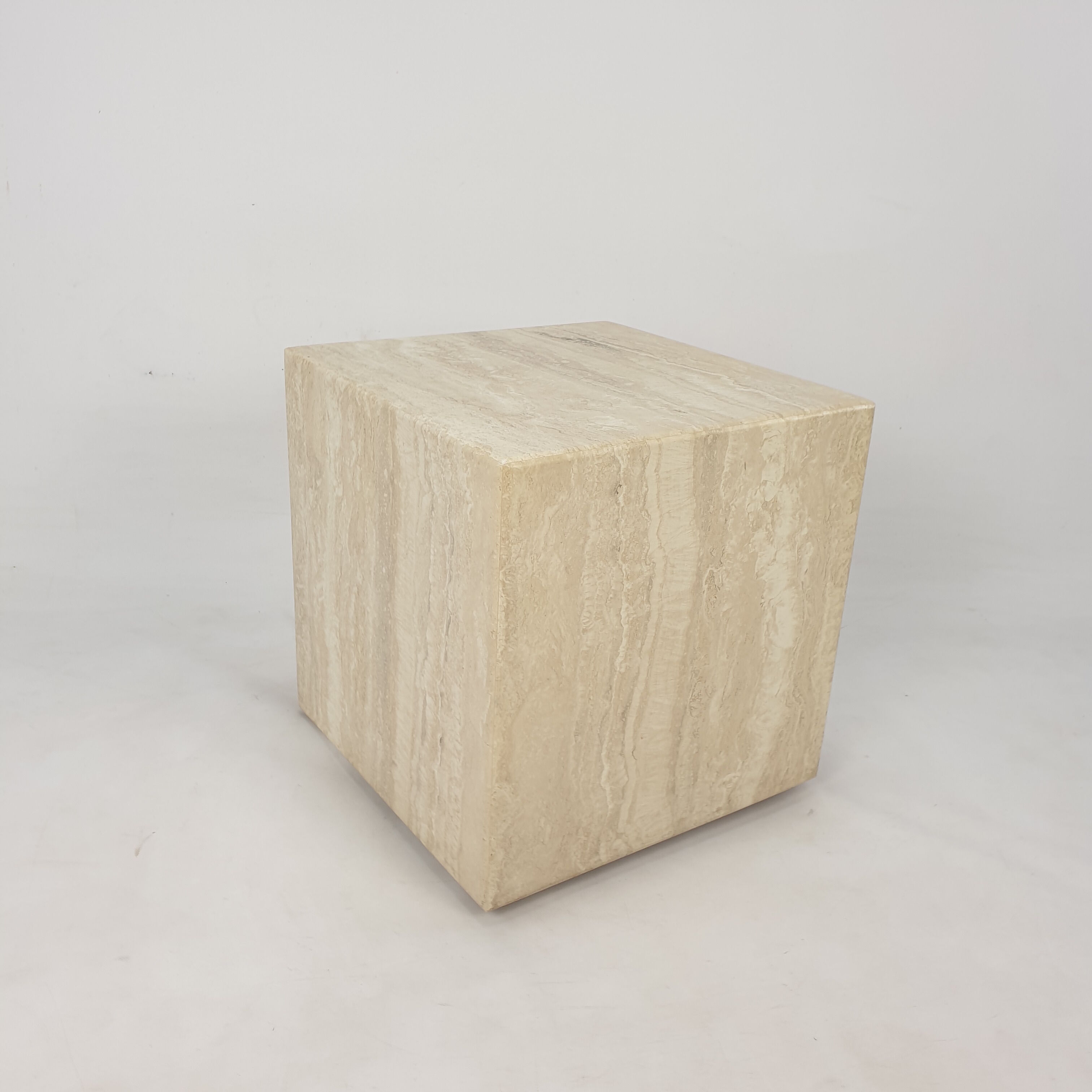 Italian Travertine Side Table, 1980's