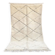 Tapis blanc Beni Ourain en laine 2.5X1.5m motif losange berbère tissé main