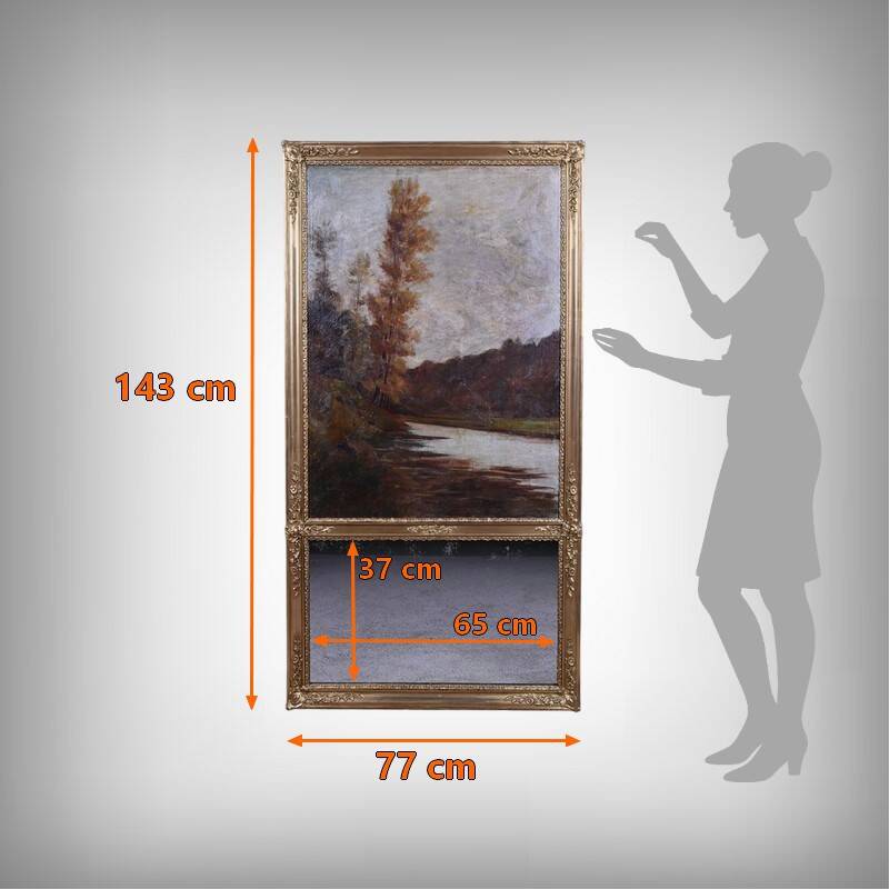 Golden wooden trumeau mirror, Louis XVI style – early 20th century