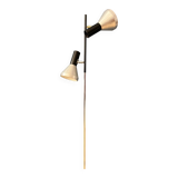 Vintage black mid-century floor lamp with two aluminum spots