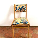 Chaise vintage en bois upcyclée - Suzie bleu azur
