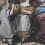 Attributed to Eugène Devéria (1805-1865) The Happy Family, Framed Watercolour