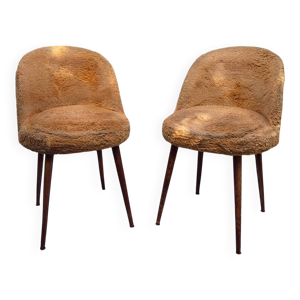 2 chaises tonneau scandinaves - fourrure