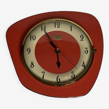 Vintage bayard wall clock in red formica