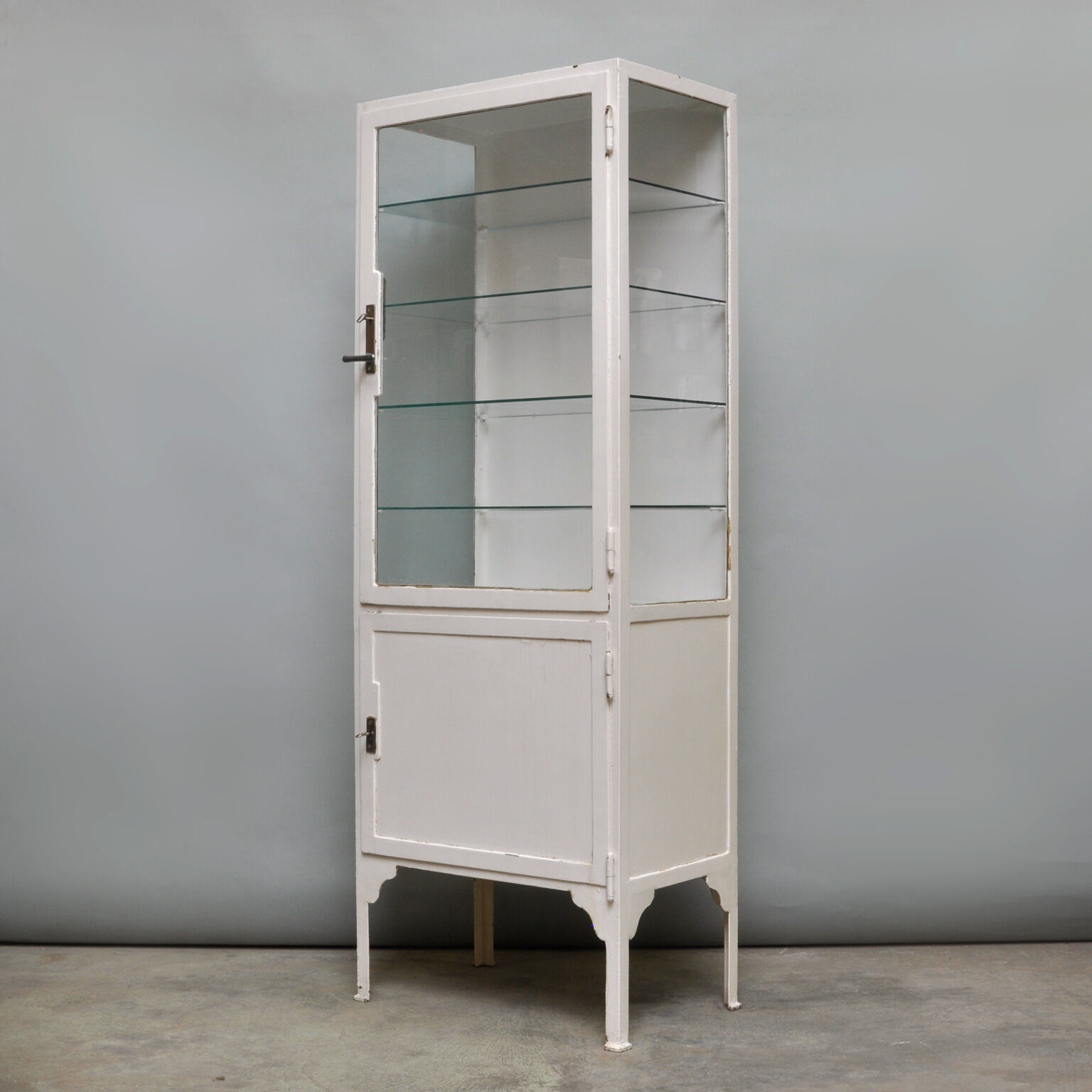 Vintage Iron and Glass Medicine Cabinet, 1940 s