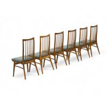 Set of 6 chairs with turquoise upholstery made in the 1960s