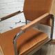 Chaise de bureau pivotante restaurée velours ocre