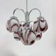 XL Italian purple and white Murano glass swirl chandelier, 1970s