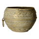 Ancient bronze ethnic pot, handcrafted in India.
