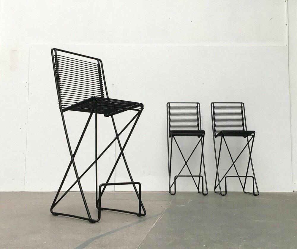 Postmodern black kitchen bar stool Kreuzschwinger by Till Behrens for Schlubach, 1980s.