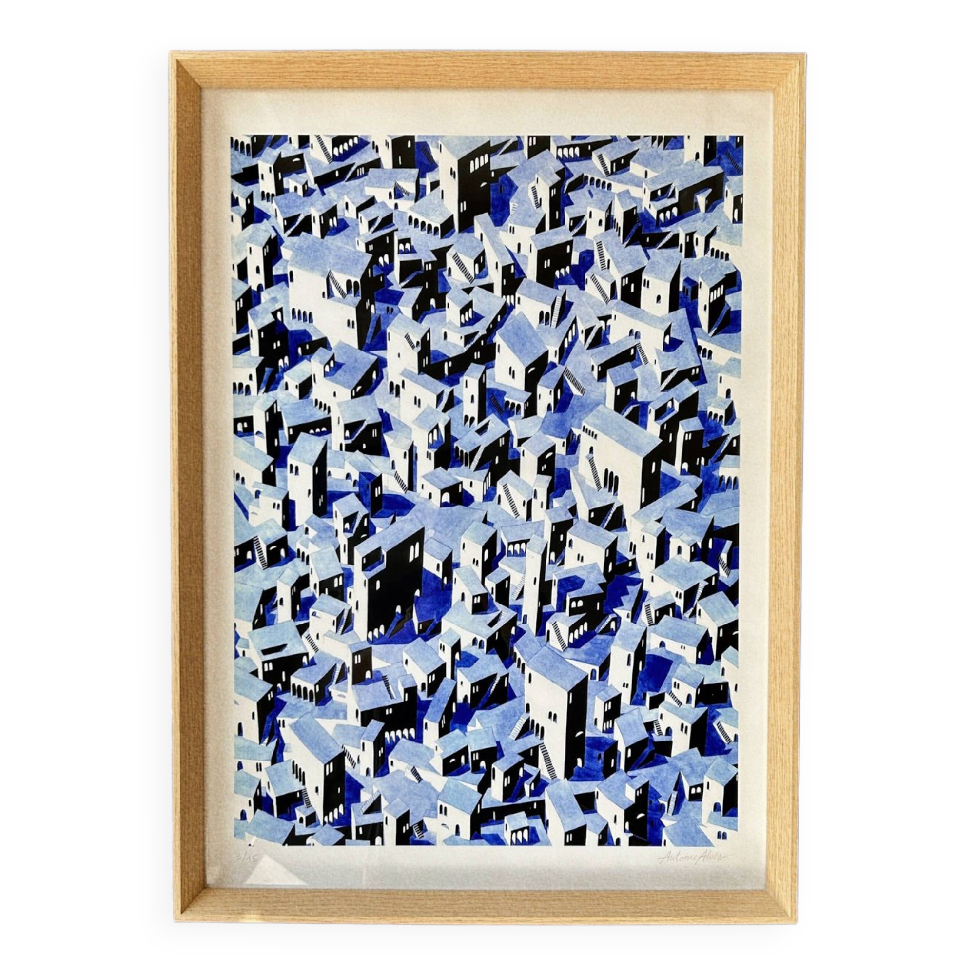 Art print, limited edition - Reproduction of a watercolor in Indian ink by the artist A. Alves