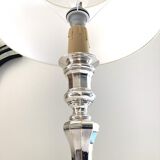 Silver metal candlestick lamp foot
