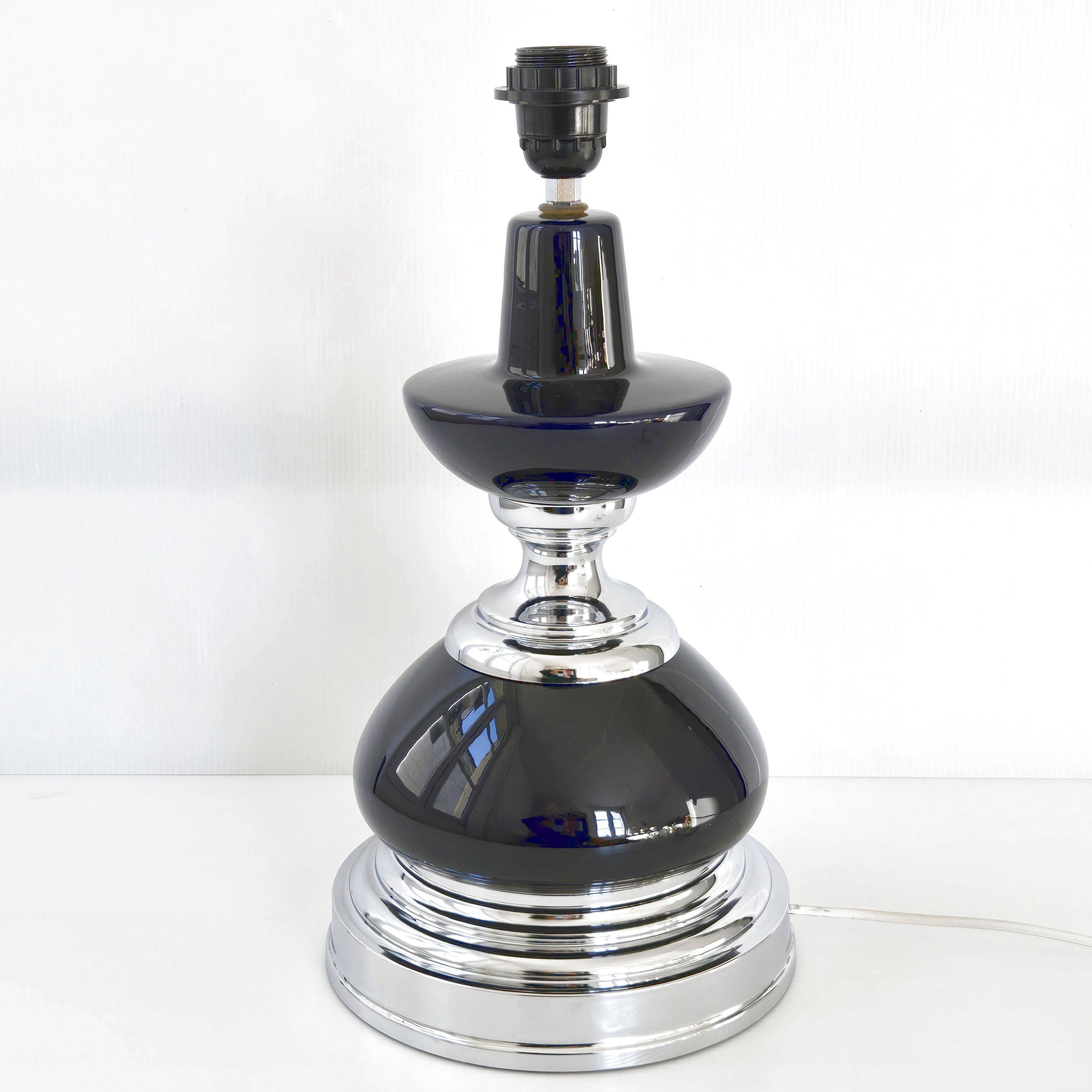 Vintage ceramic & steel lamp 1970