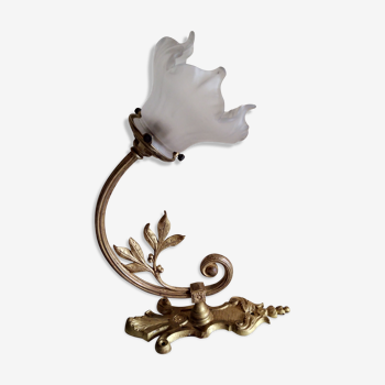 1900 bronze and opaline wall light