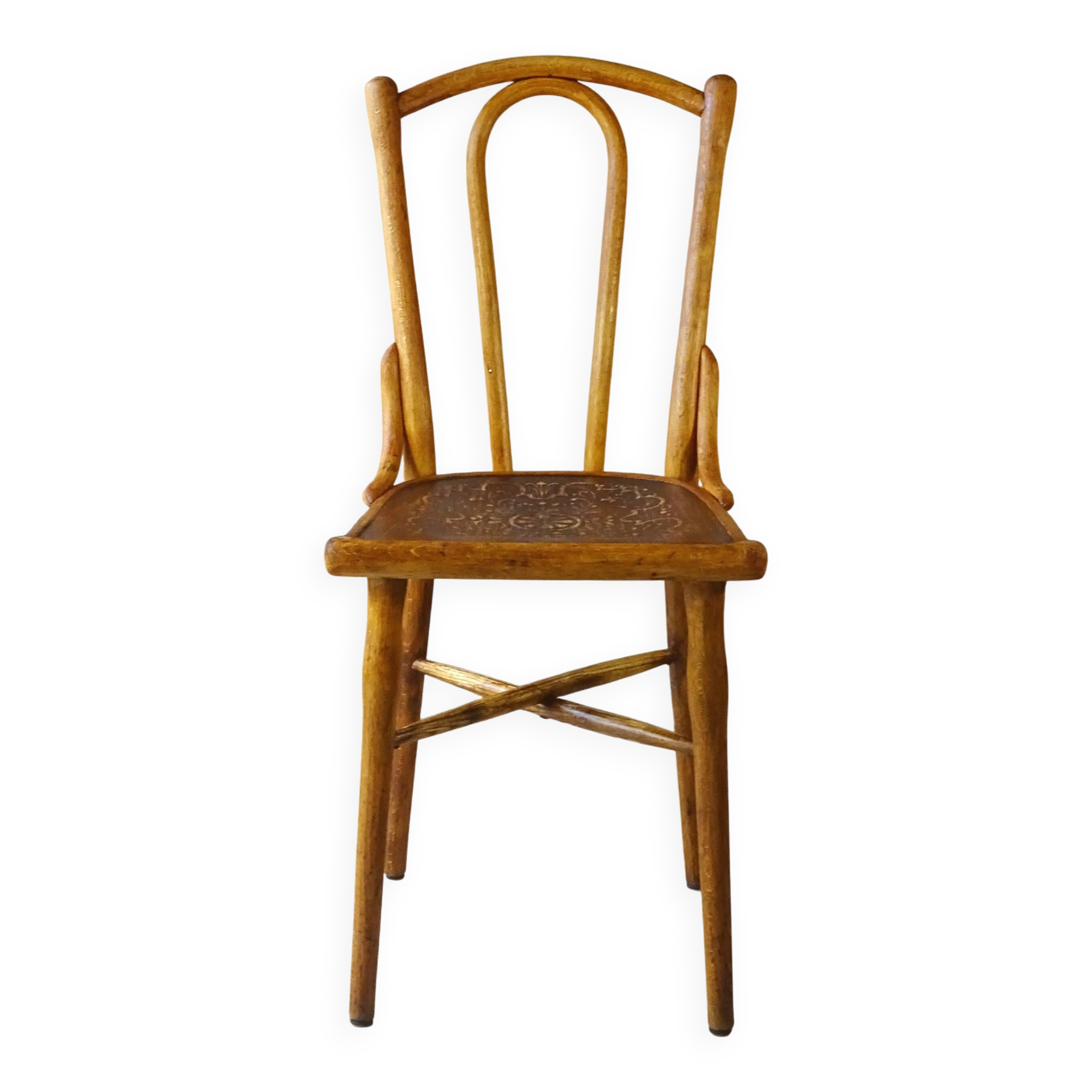 Chaise bistrot Thonet N°115 vers 1900 assise bois thermoformée