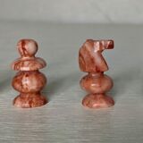 Small chessboard in coral marble and black marble - Italy - Second half of the twentieth century