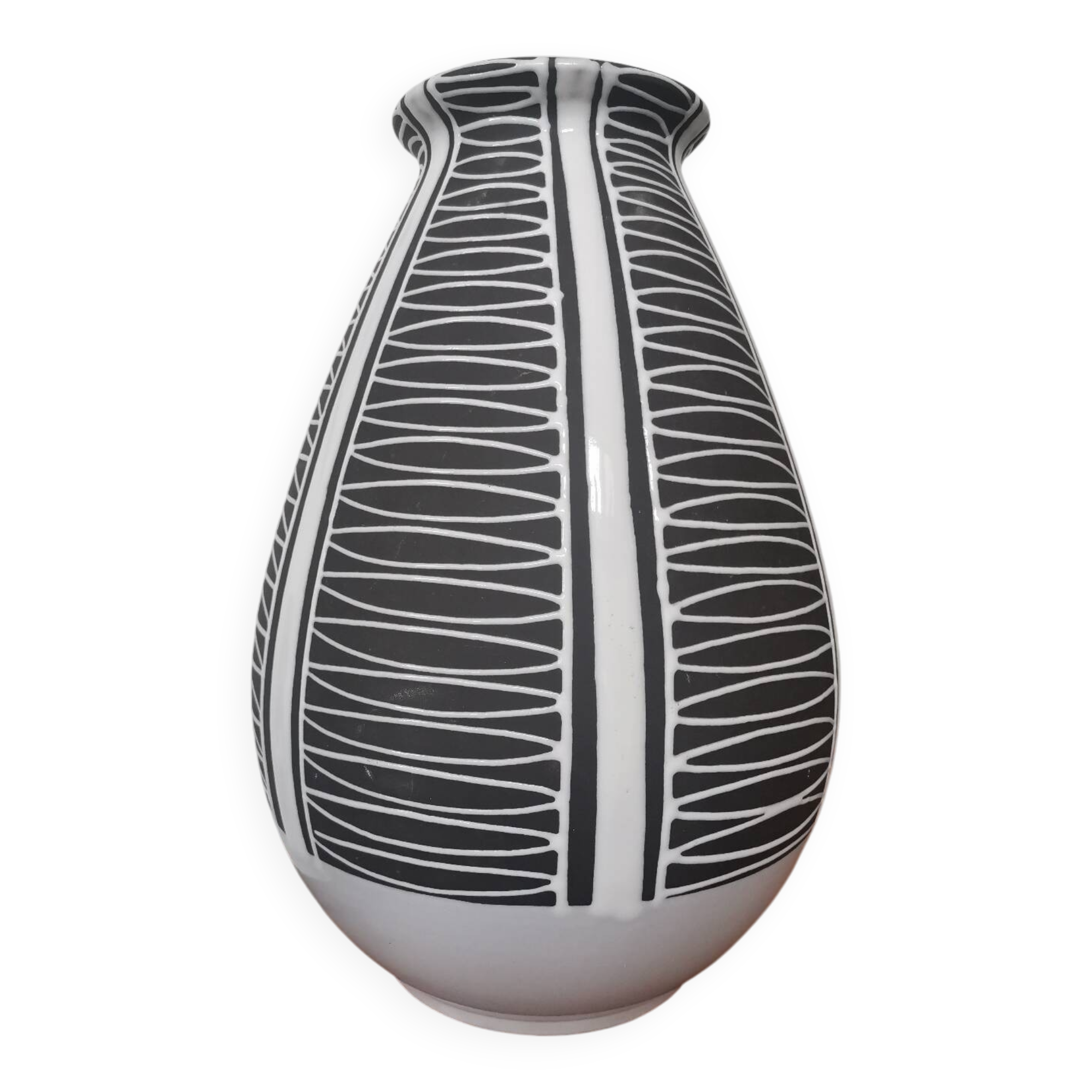 Vase Schlossberg vintage, années 1960/1970 – Graphisme noir et blanc
