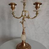 Brass and stone chandelier