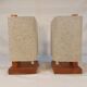 Pair of vintage Scandinavian table lamps in teak and Perspex