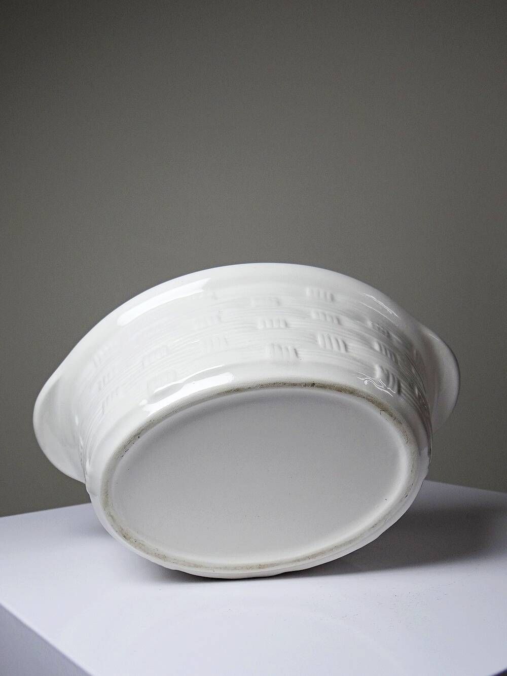Vintage trompe-l’œil terrine with eggs in white earthenware, 1960s-1980s