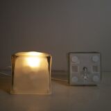 Cubic frosted glass table lamps, late 1970s, set of 2.