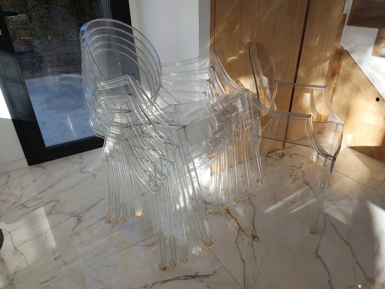 Set of 6 Starck Louis Ghost chairs by Kartell