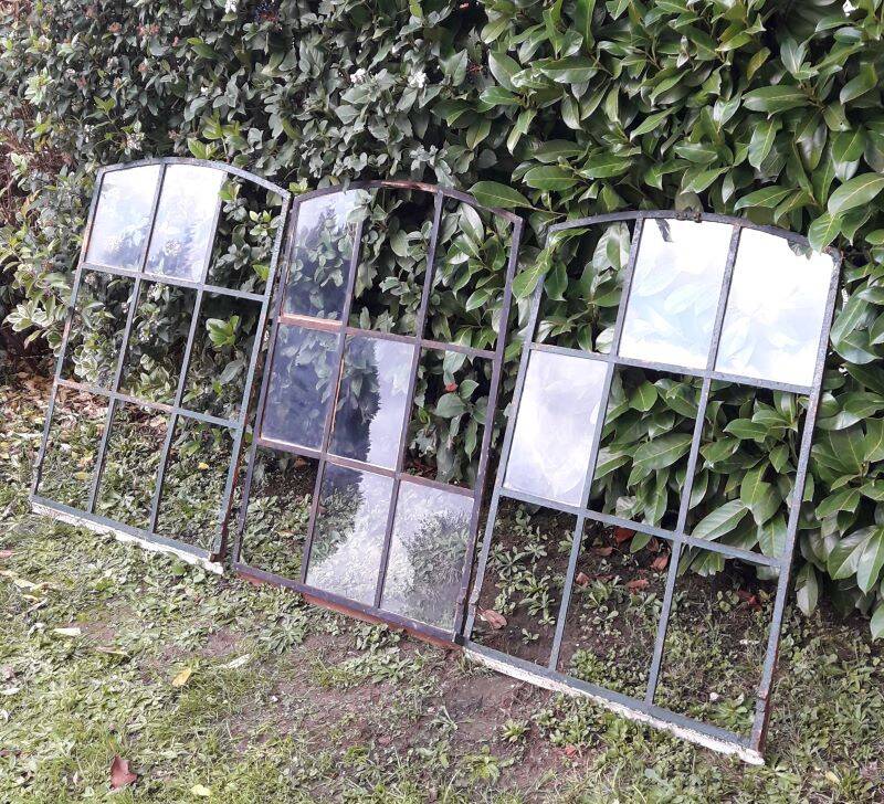 Industrial arched metal windows L73xH110 19th century glass roof