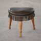 Danish oak tripod stool from the early 20th century with leather fringe, 1930s.
