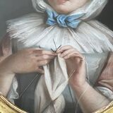 Portrait of a young girl in pastel from the 19th century.