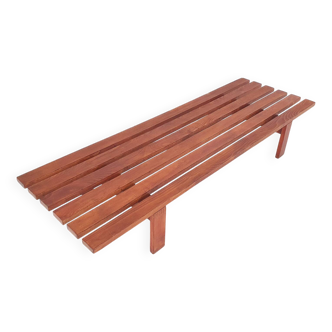 Large mid-century slat bench in the manner of Martin Visser, The Netherlands 1960's