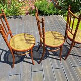 Set of 6 Fischel chairs in cane wood