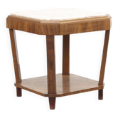 French Antique Art Deco Side or Console Table with Pink Marble Top